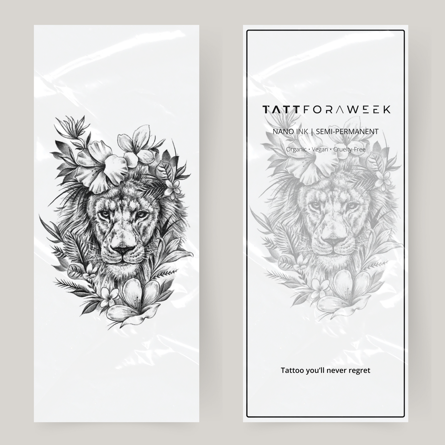 Stor falsk tatovering tiger med blomster