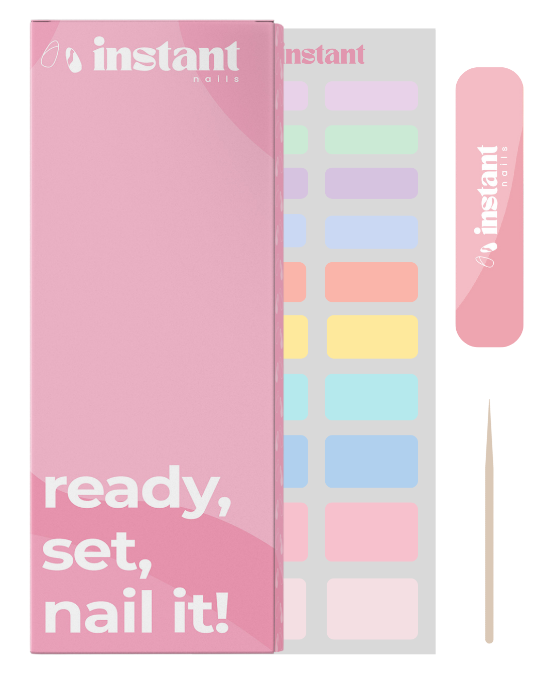 Negleindpakninger pastel regnbue