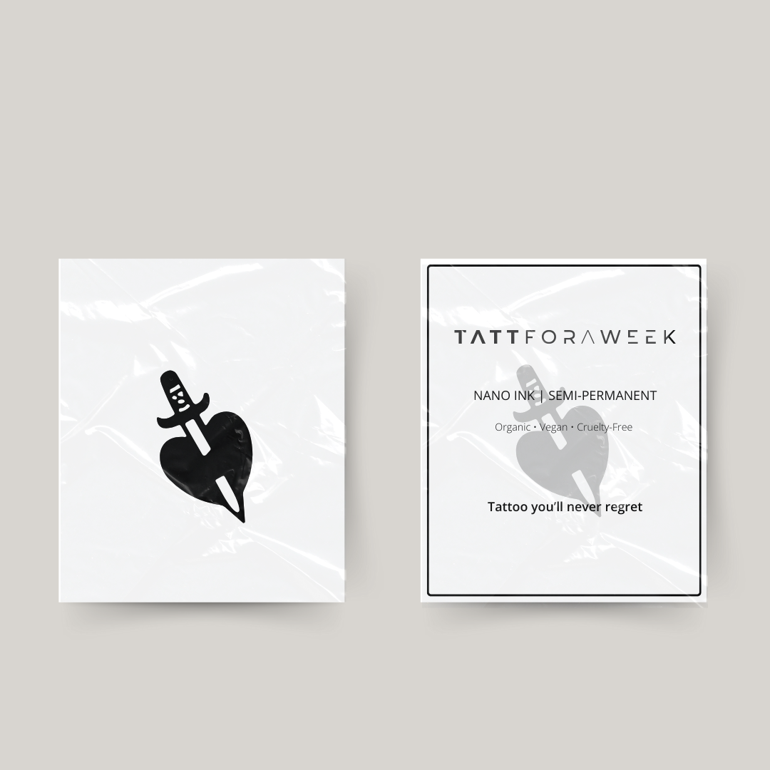 Midlertidig tatovering hjerte med sværd