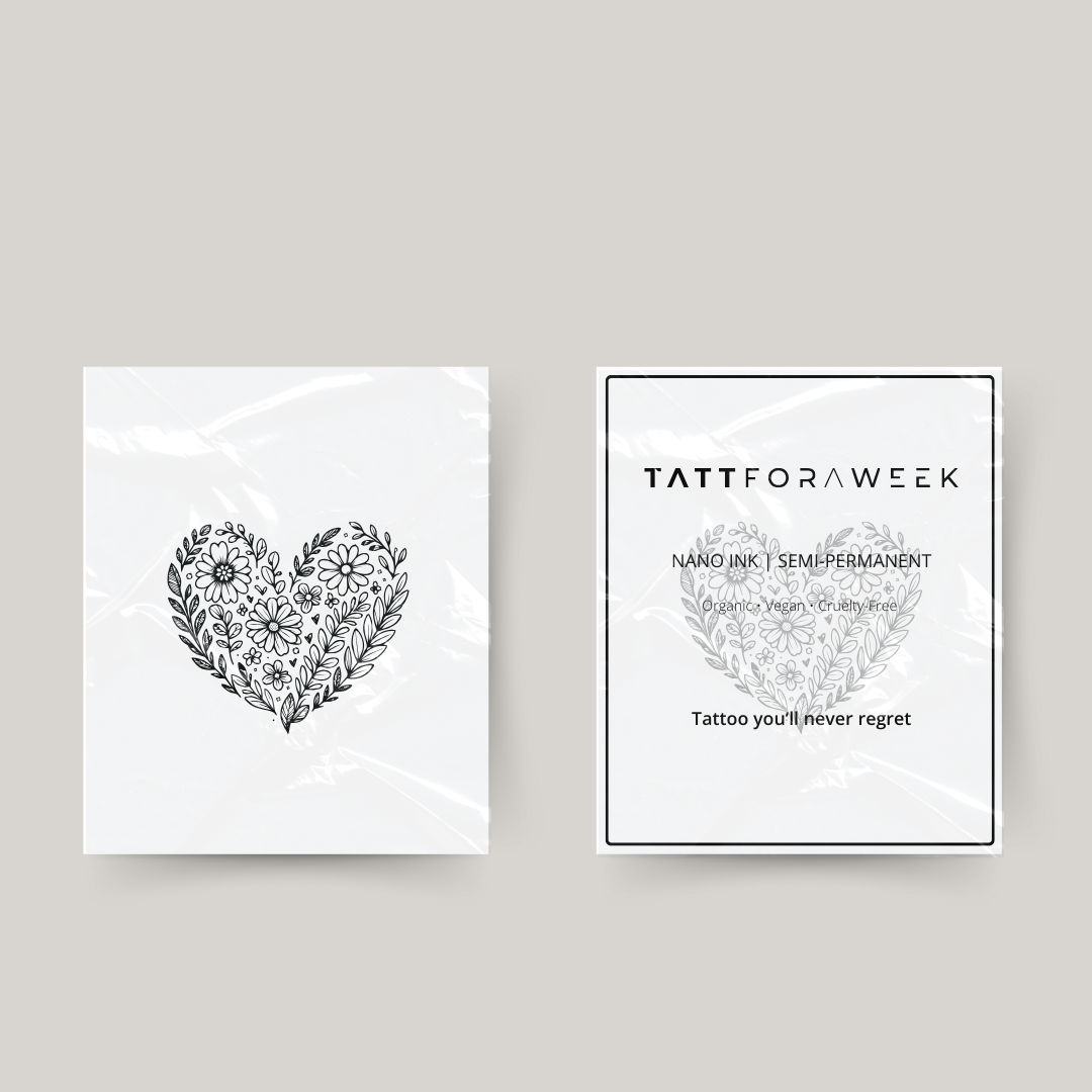 Midlertidig tatovering blomsterhjerte