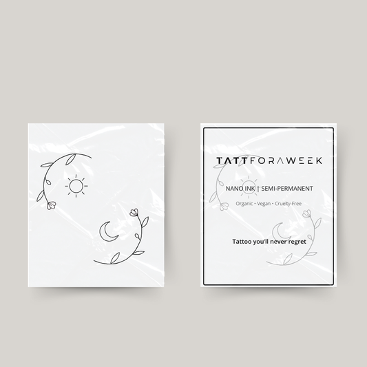 Midlertidige matchende tatoveringer blomster, sol & måne