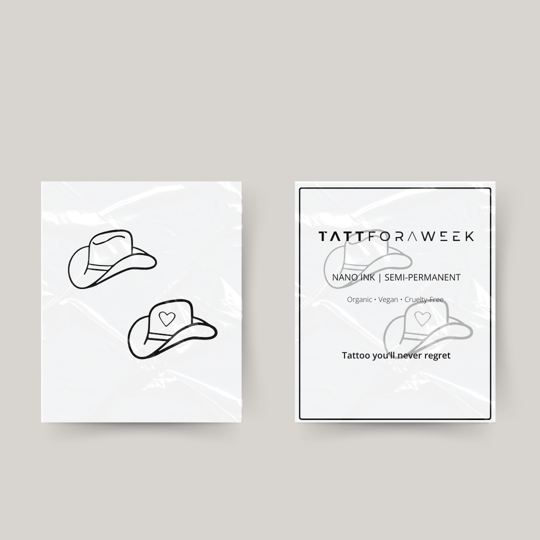 Midlertidige matchende tatoveringer cowboyhatte