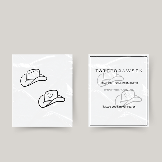 Midlertidige matchende tatoveringer cowboyhatte