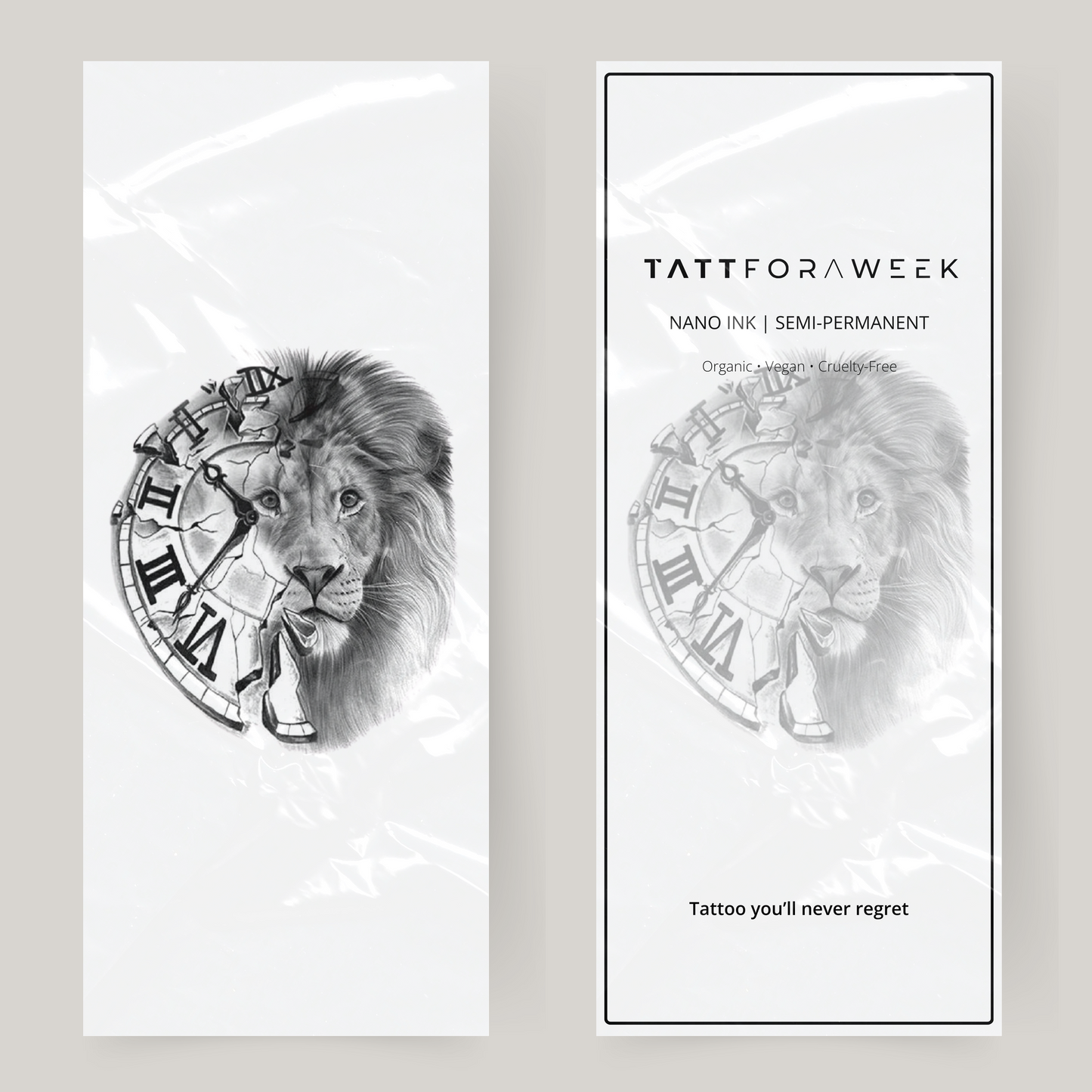 Stort falsk tatoveringsur & løve