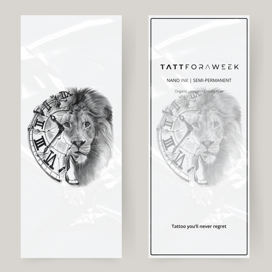 Stort falsk tatoveringsur & løve