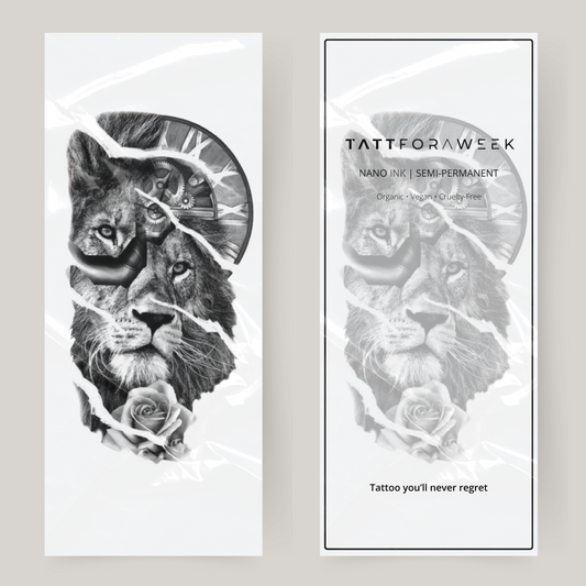 Stor falsk tatoveringsløve & ur