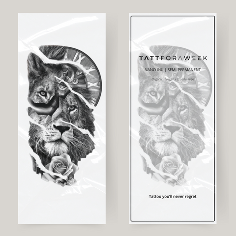 Stor falsk tatoveringsløve & ur