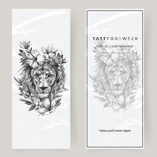 Stor falsk tatovering tiger med blomster