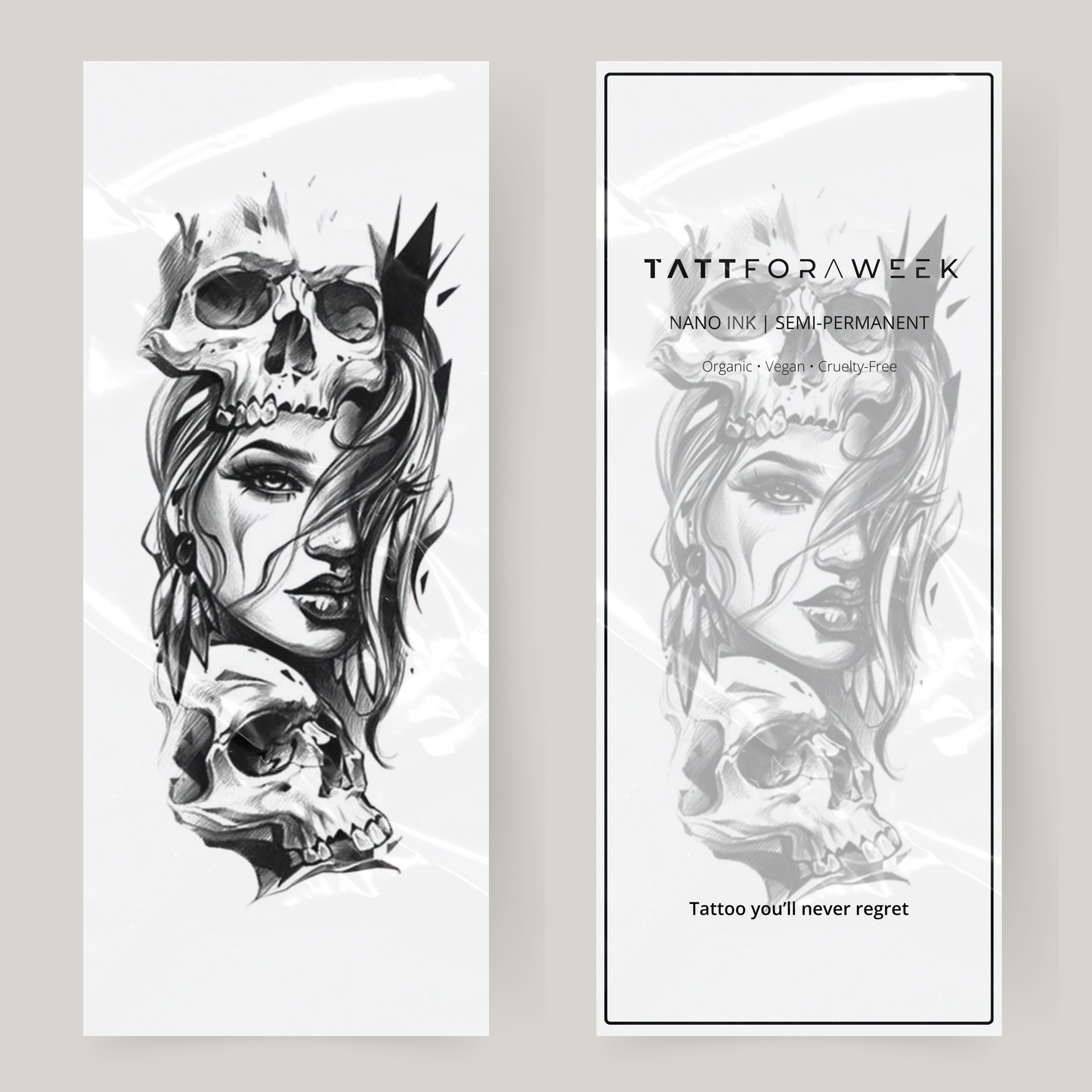 Stor falsk tatovering kvinde & kranier