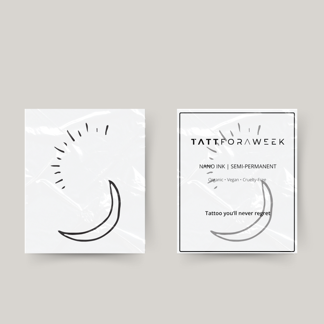 Midlertidig tatovering måne og solstråler